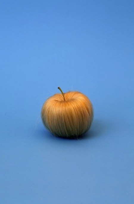 An apple, made of hair!